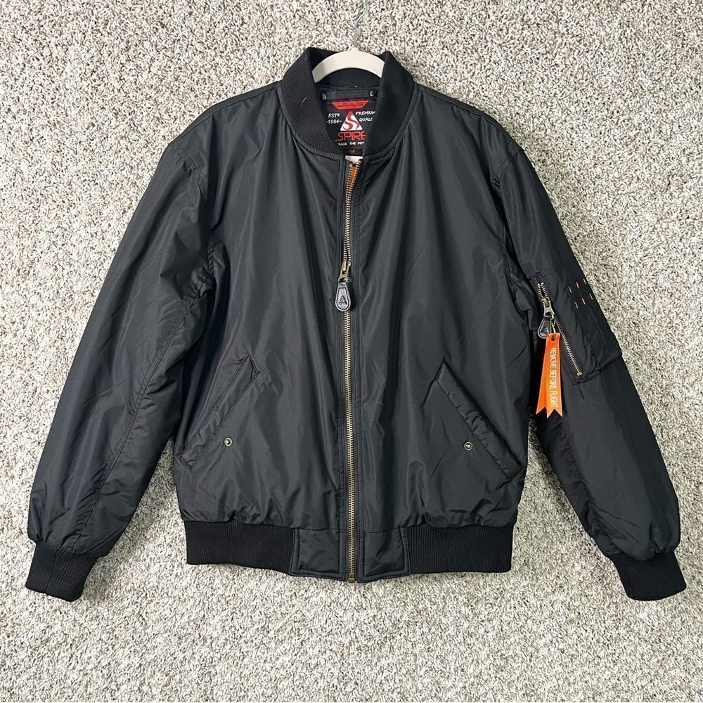 Spire Jacket Men’s Medium‎ Black Aviator Flight Bomber